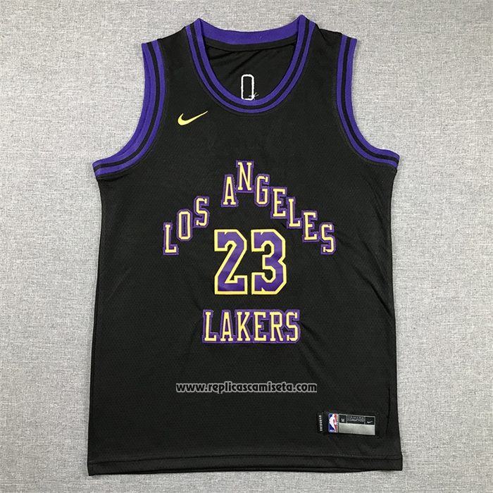 Camiseta Nino Los Angeles Lakers Lebron James #23 Ciudad 2023-24 Negro